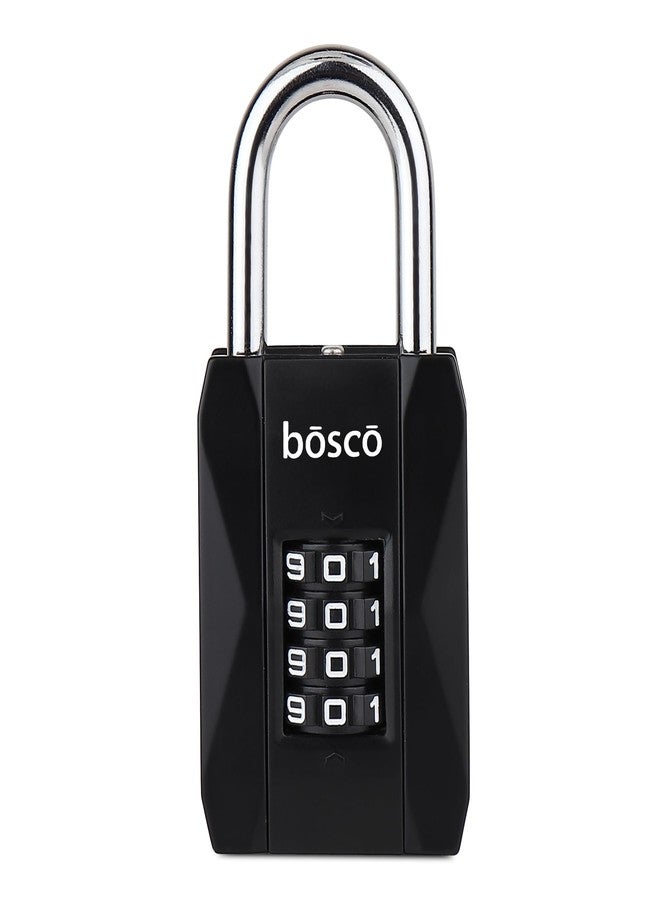 BOSCO Heavy Duty Combination Padlock for Door, Gate, Gym Locker, Main Gate - Keyless Number Lock with Adjustable Shackle - Strong Security Lock for Indoor & Outdoor Use (Black, 1 Pack) - Image 1